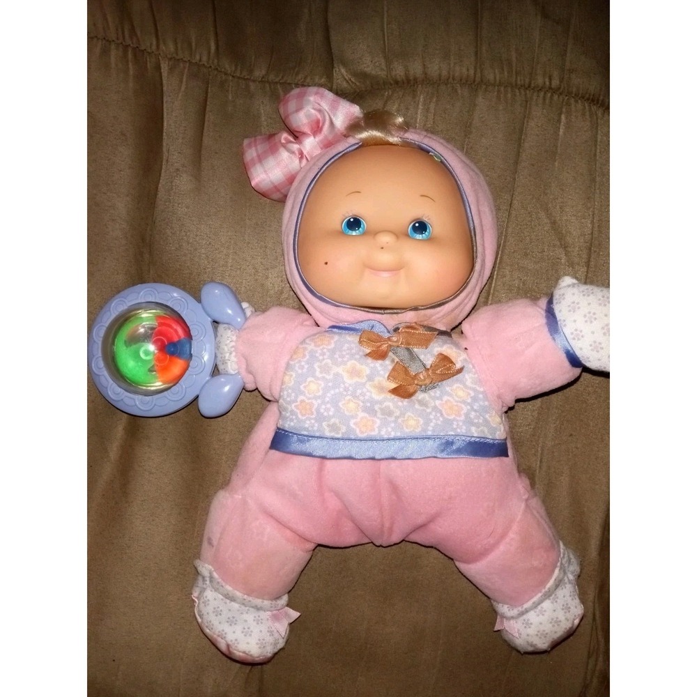 Fisher Price Vtg Baby Doll Pink Plush Rattle 2002 B0577 B2370 B0716 Blue Eyes